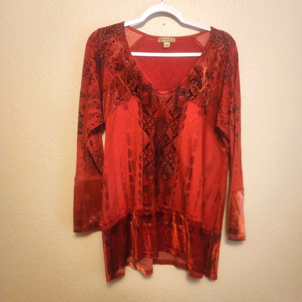 Vintage Energe Women's Red Bohemian Top